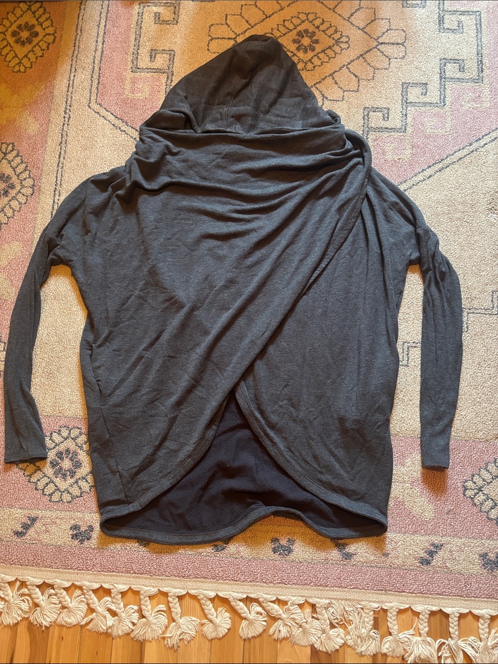 Black Draped Hooded Wrap Cardigan/sweater